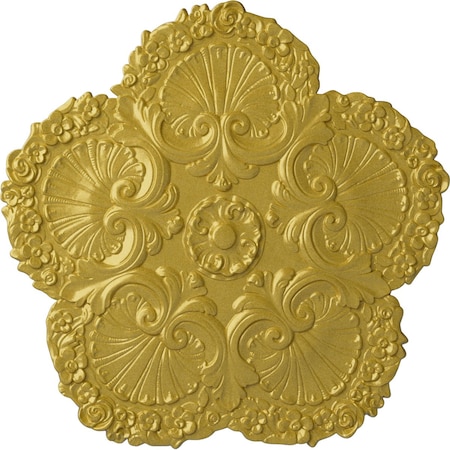 Ekena Millwork Shell Ceiling Medallion, Hand-Painted Rich Gold, 25 5/8"OD x 1"P CM25SHRGS